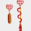 KITSCH COOKOUT MISMATCH KETCHUP MUSTARD EARRINGS MULTI