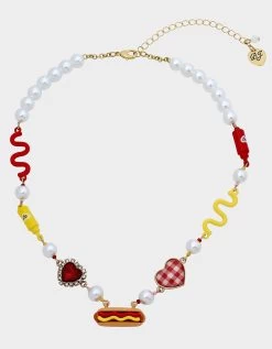 KITSCH COOKOUT HOT DOG COLLAR NECKLACE MULTI