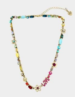BETSEY LOVE FEST MIXED COLLAR NECKLACE PASTEL MULTI