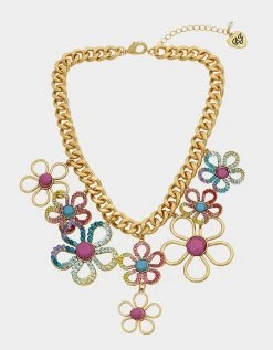 BETSEY LOVE FEST OPEN HEART BIB NECKLACE PASTEL MULTI