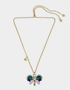 BETSEY LOVE FEST BUTTERFLY SLIDER NECKLACE PASTEL MULTI