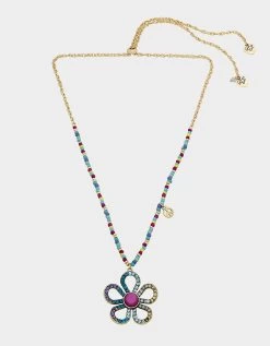 BETSEY LOVE FEST OPEN HEART NECKLACE PASTEL MULTI