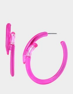 CHARM SCHOOL PENCIL HOOPS PINK