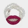 MIDNIGHT GARDEN PEARL LIP BRACELET PINK