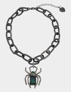 RICH WITCH SPIDER PENDANT NECKLACE GREEN