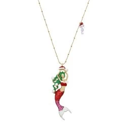 Betsey Johnson Santa Mermaid Long Pendant Necklace