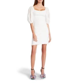 Betsey Johnson Smock Knit Poplin Sleeve Dress