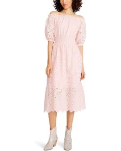 Betsey Johnson On/Off Shoulder Cotton Eyelet Midi