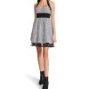 Betsey Johnson Gingham Eyelet Halter Fit-and-Flare Dress