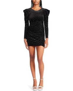 Betsey Johnson Power Sleeve Metallic Dot Velvet Dress