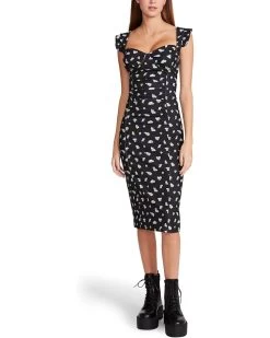 Betsey Johnson Grape Days Printed Cotton Spandex Bustier Midi