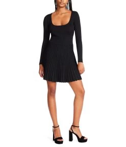Betsey Johnson Pleated Metallic Mini Sweaterdress