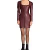 Betsey Johnson Hook Front Vegan Leather Mini Dress