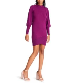 Betsey Johnson Mock Neck Wrap Front Sweaterdress