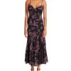 Betsey Johnson Sketch Floral Foil Printed Chiffon Midi Dress