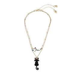 Betsey Johnson Cat Multi Row Necklace