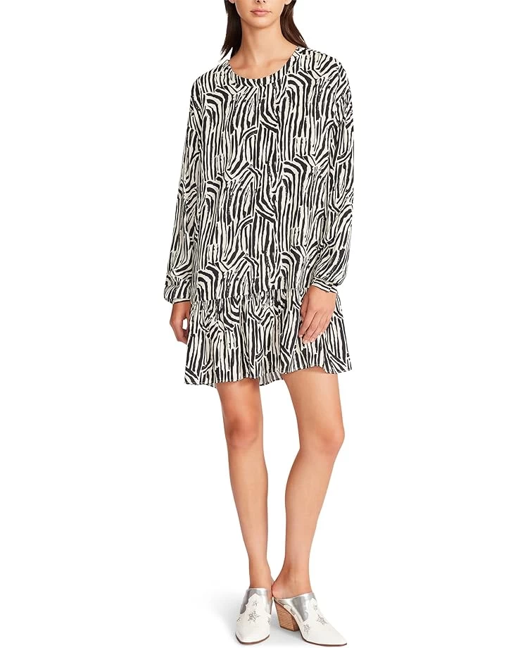 Betsey Johnson Abstract Zebra Printed Rayon Challis Flounce Hem Dress
