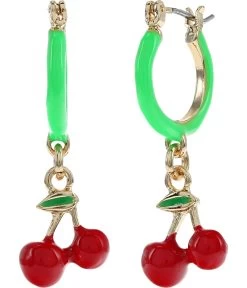 Betsey Johnson Cherry Huggie Earrings