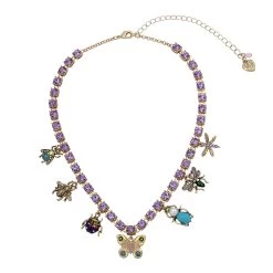 Betsey Johnson Butterfly Charm Tennis Necklace