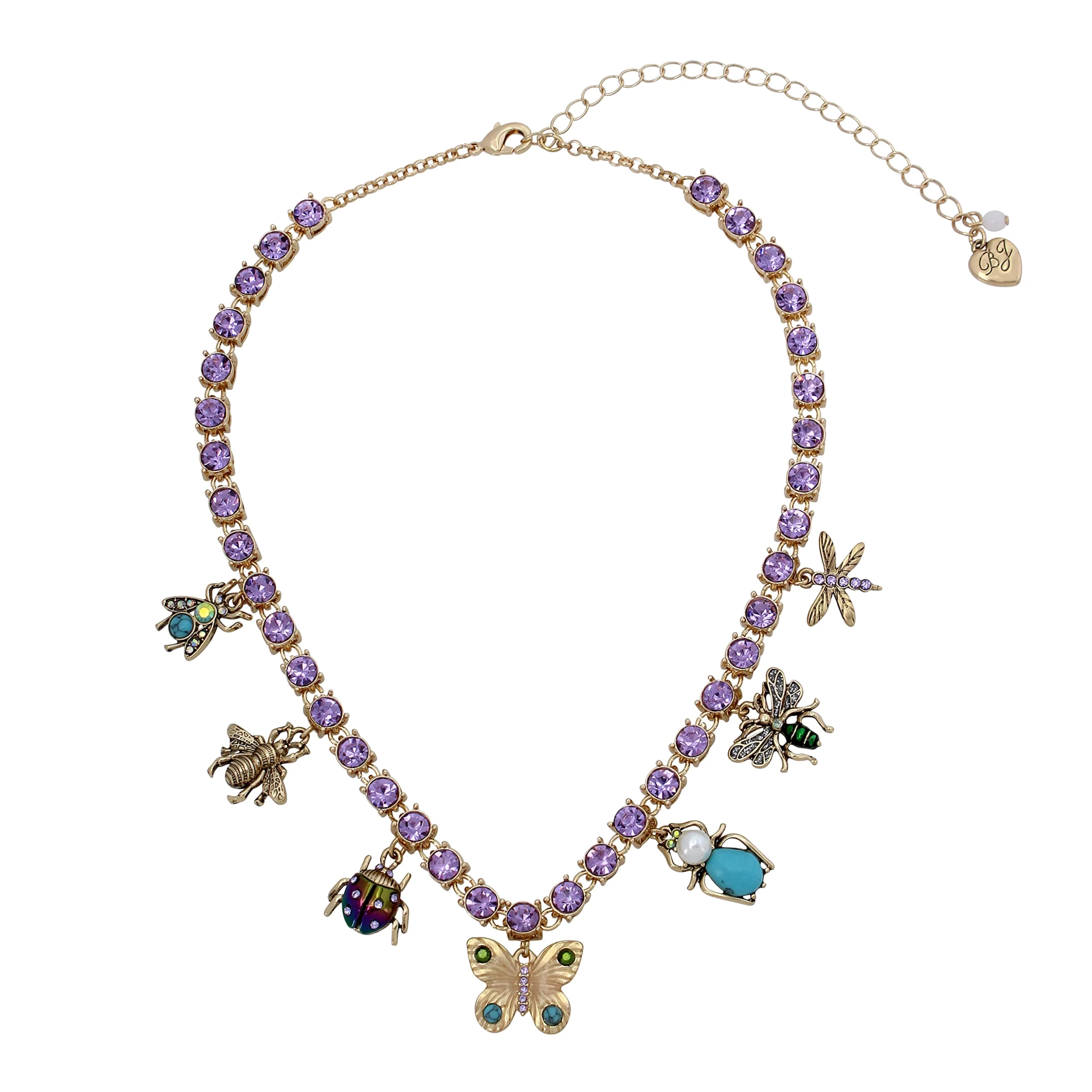 Betsey Johnson Butterfly Charm Tennis Necklace