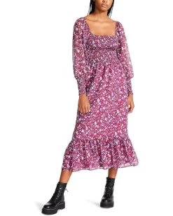 Betsey Johnson Wildflower Ditsy Smocked Printed Chiffon Midi