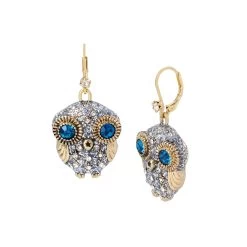 Betsey Johnson Owl Lever Back Earrings