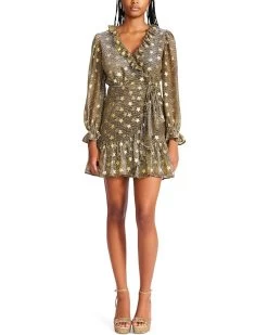 Betsey Johnson Faux Wrap Midnight Metallic Star Dress