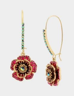BETSEYS FLOWER HOOK EARRINGS MULTI