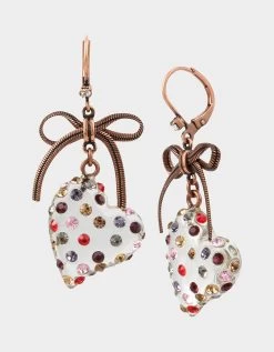 BETSEYS MULTI LUCITE HEART DROP EARRINGS MULTI