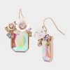 BETSEYS FLOWER STONE DROP EARRINGS WHITE