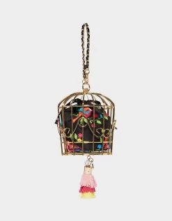 KITSCH BIRD IS THE WORD CAGE DANCER WRISTLET BLACK MULTI