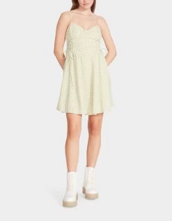 BELLA FROCKED DOT MINI DRESS LIME