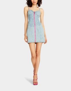 DENIM LOVER BUSTIER MINI DRESS BLUE