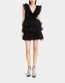 BETSEYS TIERED TULLE DRESS BLACK