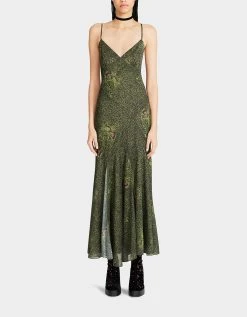ADDISON MIDI DRESS GREEN LEOPARD