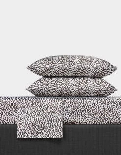 BETSEYS LEOPARD CHARCOAL QUEEN SHEET SET LEOPARD