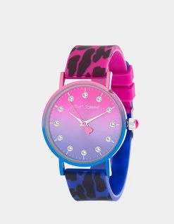 BETSEY TIME OMBRE LEOPARD WATCH PINK MULTI