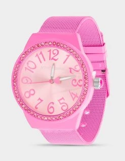 BETSEY TIME MESH STRAP WATCH PINK
