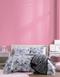 BETSEYS FLORAL VINEYARD FULL QUEEN QUILT SHAM SET BLACK