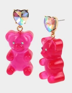 BETSEYS GUMMY BEAR DROP EARRINGS PINK