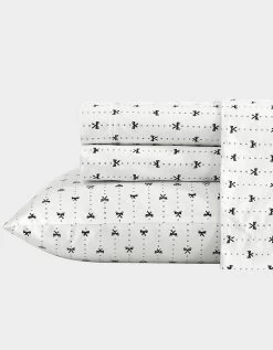 BETSEYS RIBBON PINSTRIPE WHITE KING SHEET SET MULTI